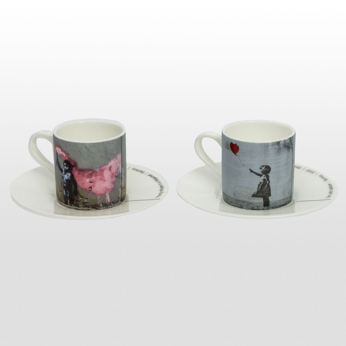Banksy set of 2 espresso cups and saucers : Jacqueline, The nap (detail 1)