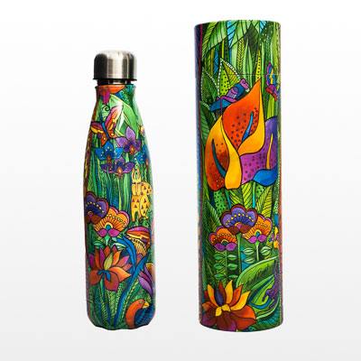 Laurel Burch thermal bottle : Jungle songs (flowers)