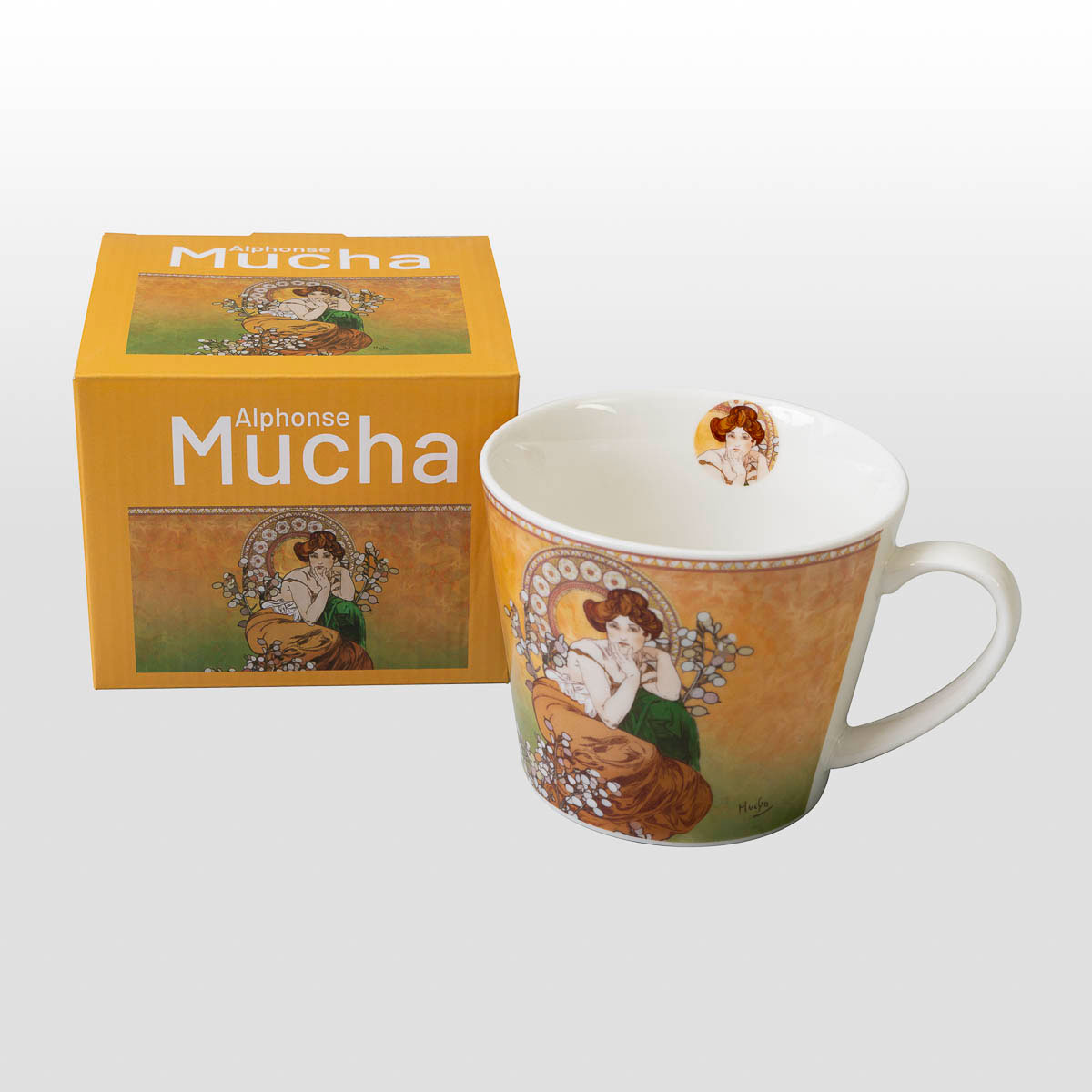 Grande tasse en porcelaine de Mucha (600 ml) : Topaze (avec boîte)