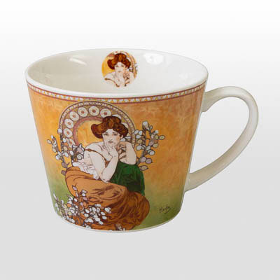 Grande tasse en porcelaine de Mucha (600 ml) : Topaze