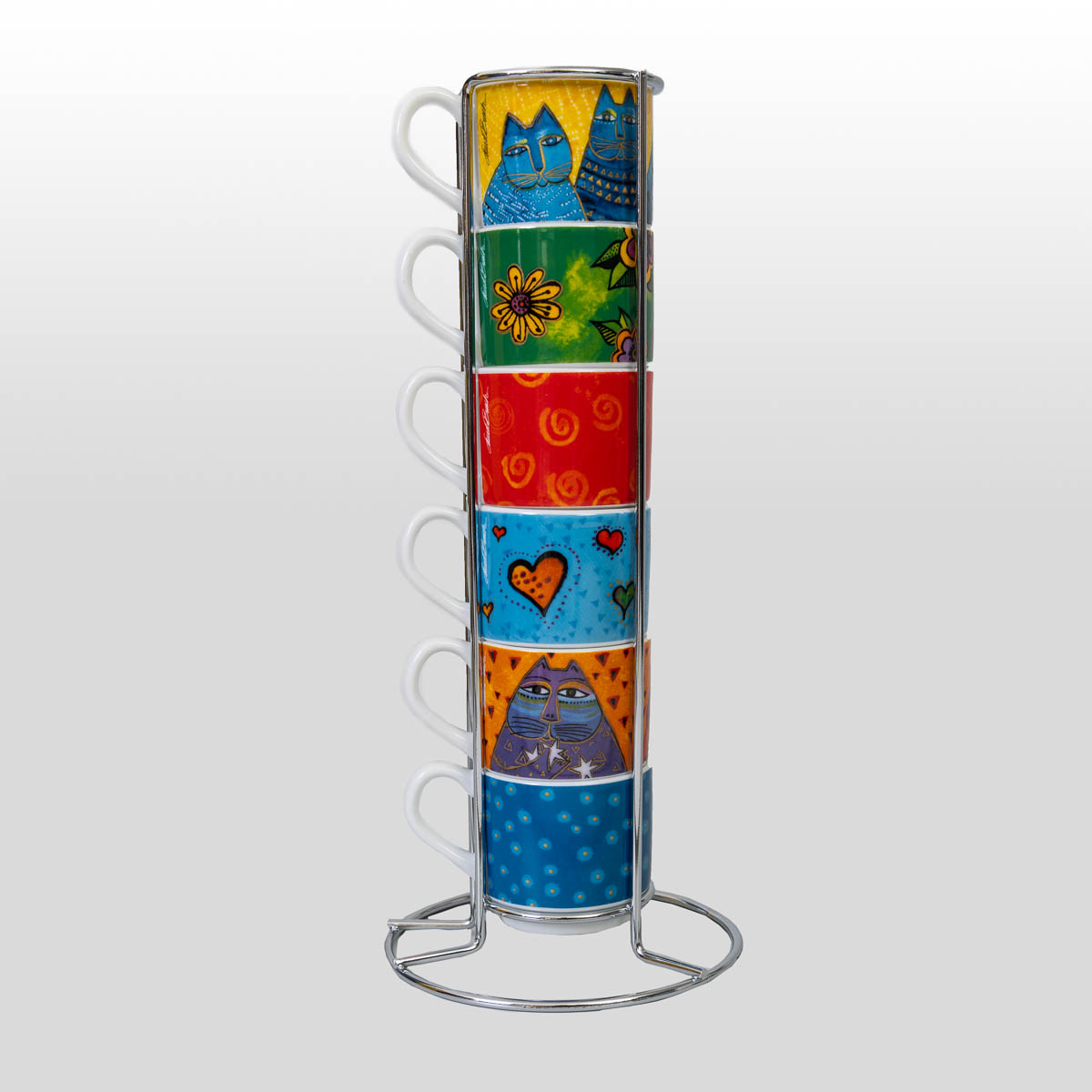Set de 6 tasses expresso Laurel Burch : Chats (détail 3)