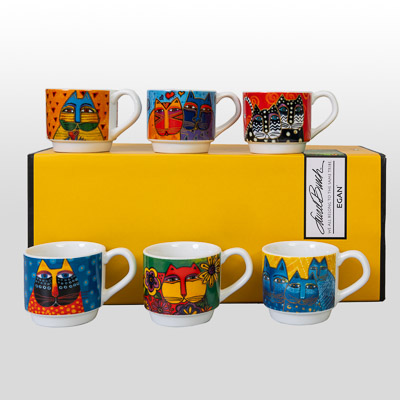 Set de 6 tasses expresso Laurel Burch : Chats