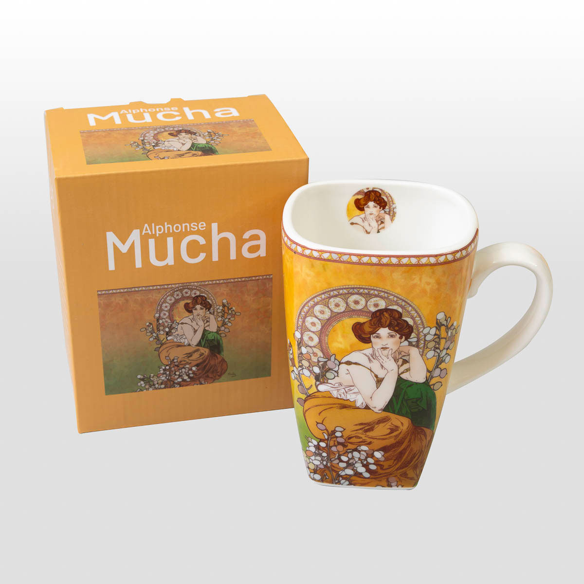 Grand mug en porcelaine de Mucha (650 ml) : Topaze (avec boîte)