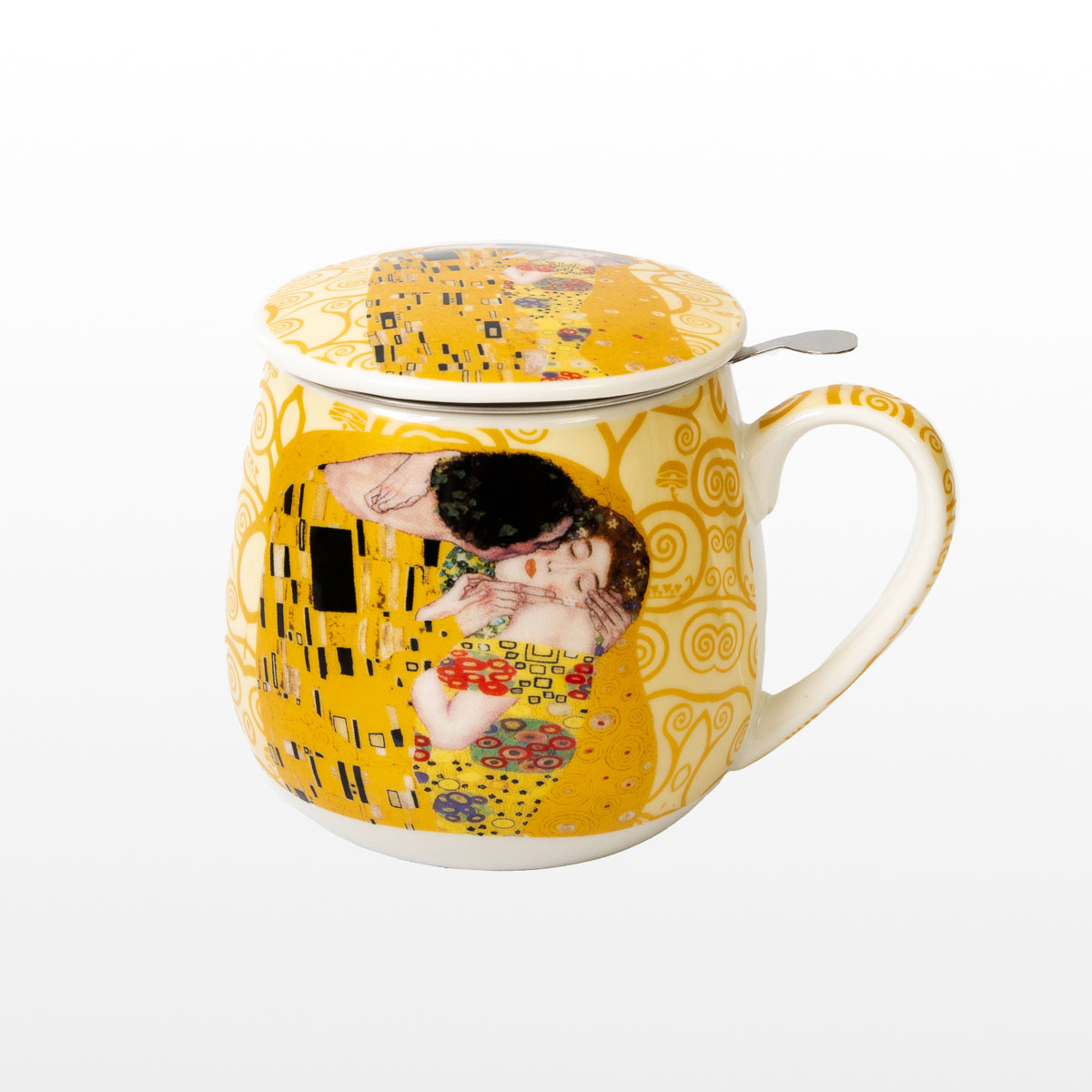 Gustav Klimt Mug snuggle (with tea infuser) : The Kiss (on Tree of Life background, Light) (detail 1)
