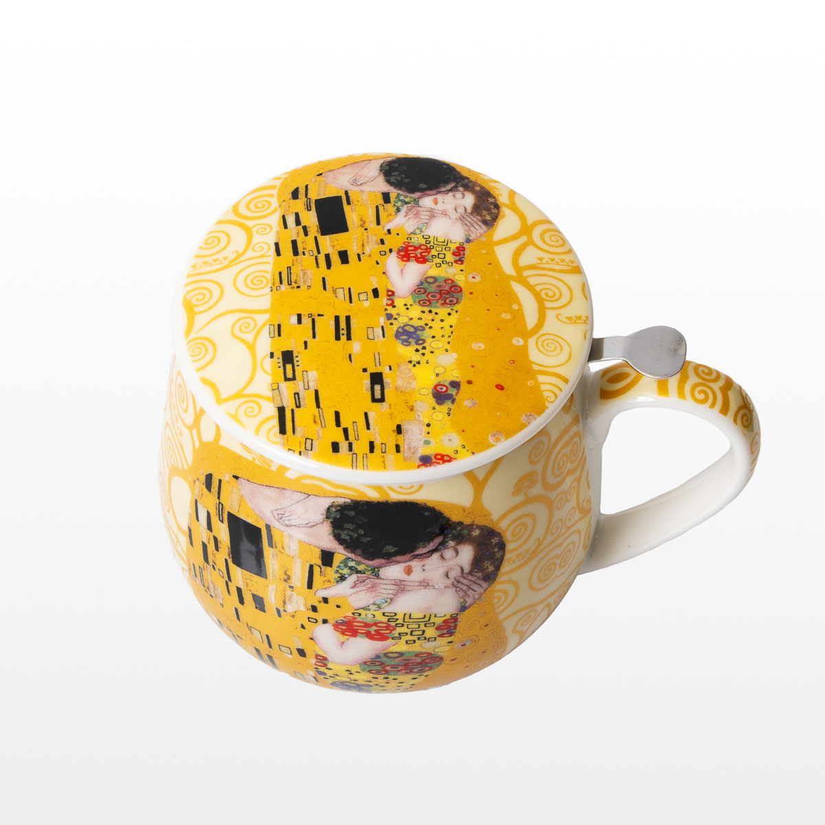 Gustav Klimt Mug snuggle (with tea infuser) : The Kiss (on Tree of Life background, Light) (detail 2)