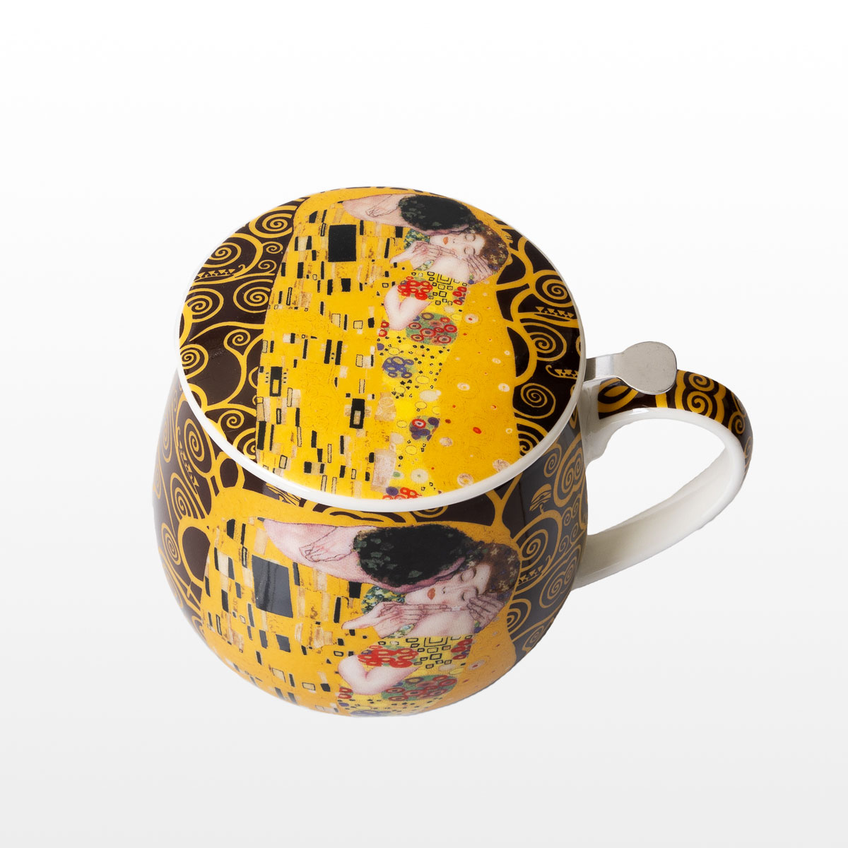 Gustav Klimt Mug snuggle (with tea infuser) : The Kiss (on Tree of Life background, Dark) (detail 2)