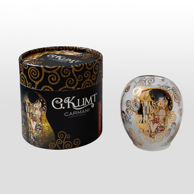 Photophore en verre Gustav Klimt : Le baiser (avec boîte cadeau décorée)