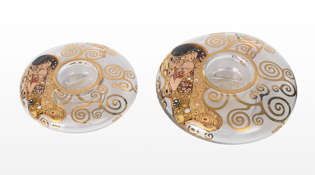 Gustav Klimt Glass Tealight holder : The kiss (Carmani)