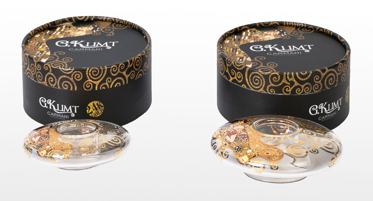 Gustav Klimt Glass Tealight holder : The kiss with gift boxes (Carmani)