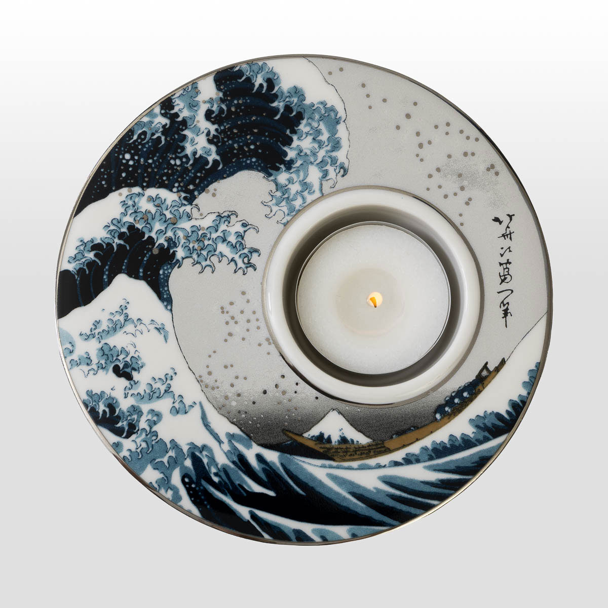 Candle holder Hokusai: The Great Wave, top view
