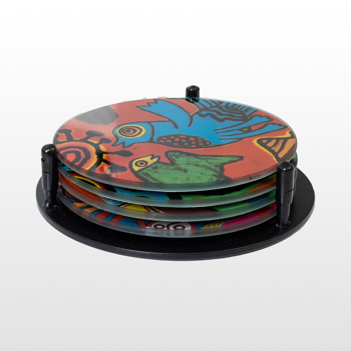 Set n°1 de 4 dessous de verre Guillaume Corneille : Oiseaux (détail n°1)