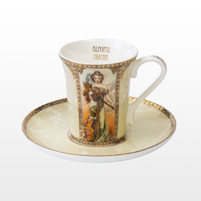 Alphonse Mucha espresso cup and saucer : Spring, summer