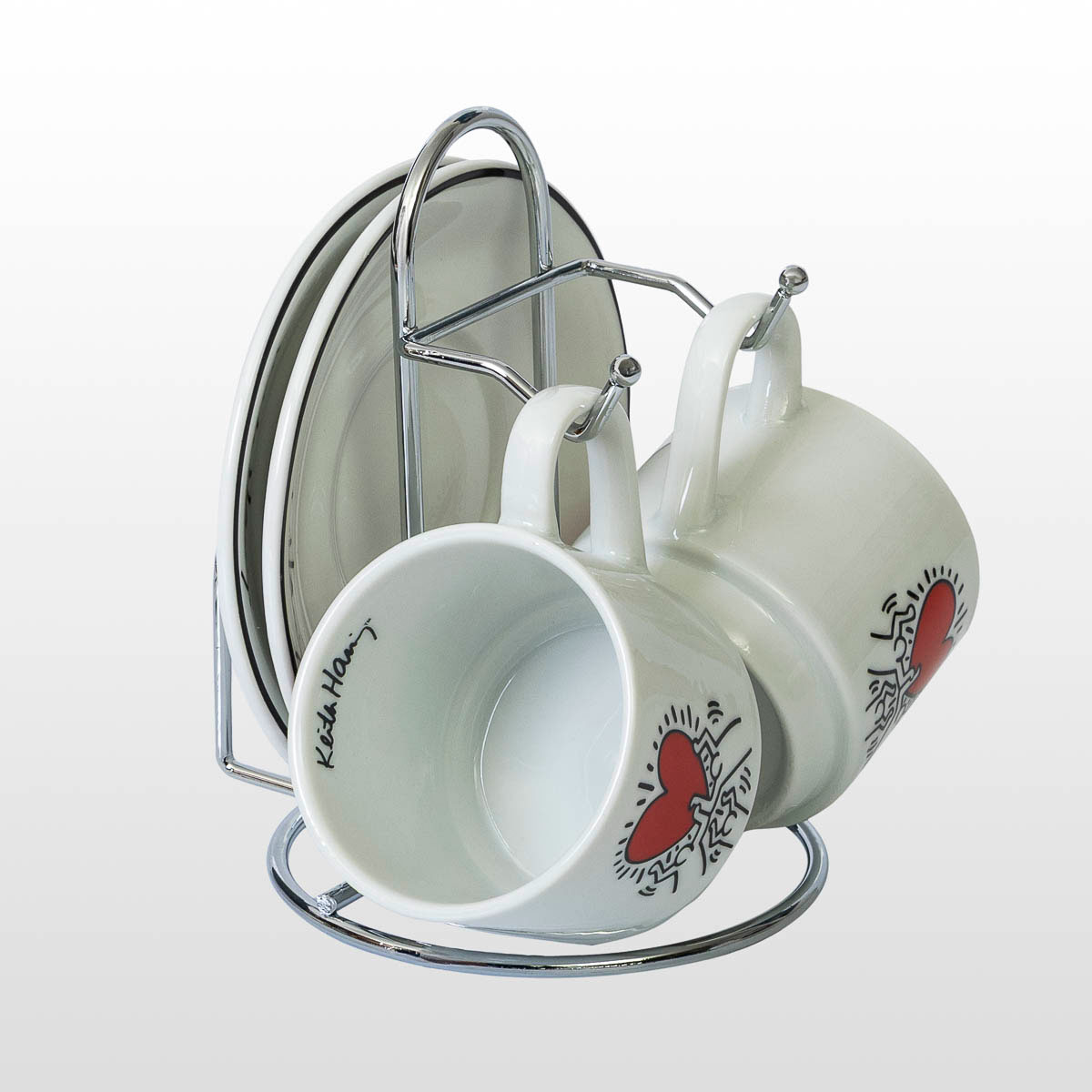 Set of 2 coffee cups Keith Haring : Heart & Dancers (detail n°2)