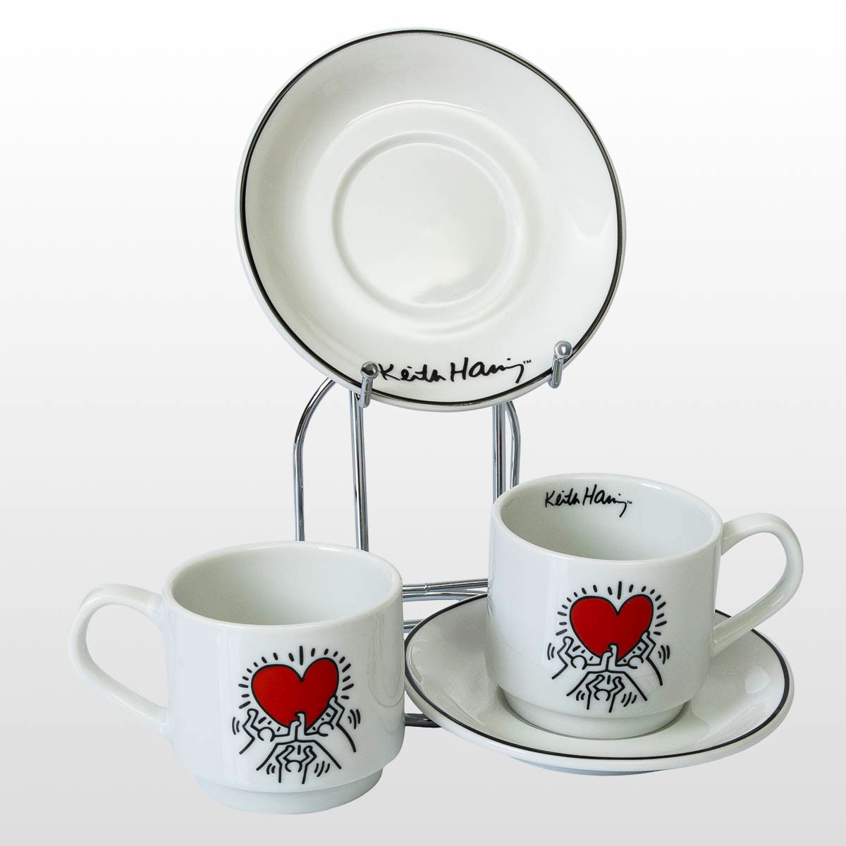 Set of 2 coffee cups Keith Haring : Heart & Dancers (detail n°3)
