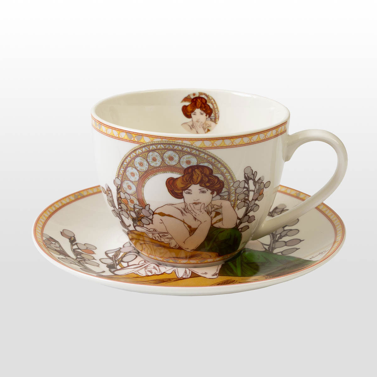 Tea cup duo Mucha: Topaz (detail 2)