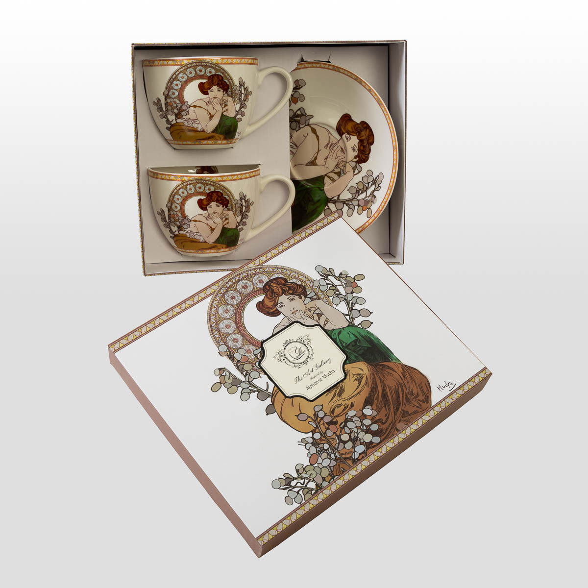 Tea cup duo Mucha: Topaz (detail 1)