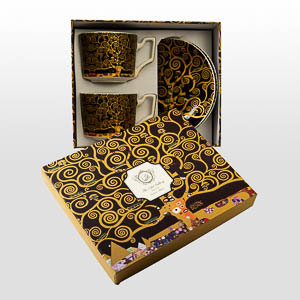 Gustav Klimt Tea Cup Duo: The Tree of Life (Luxury, Black)