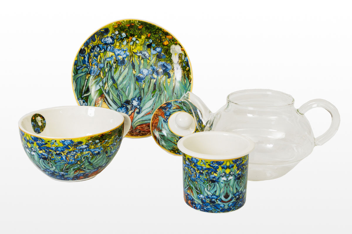 Van Gogh Tea for One : Irises (glass and porcelain) (detail 2)