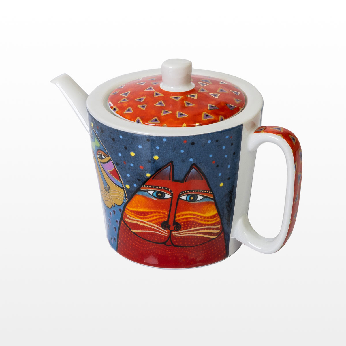 Laurel Burch porcelain teapot : Fantastic felines (detail 1)