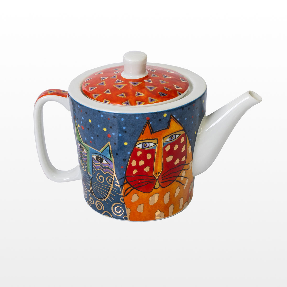 Laurel Burch porcelain teapot : Fantastic felines (detail 2)