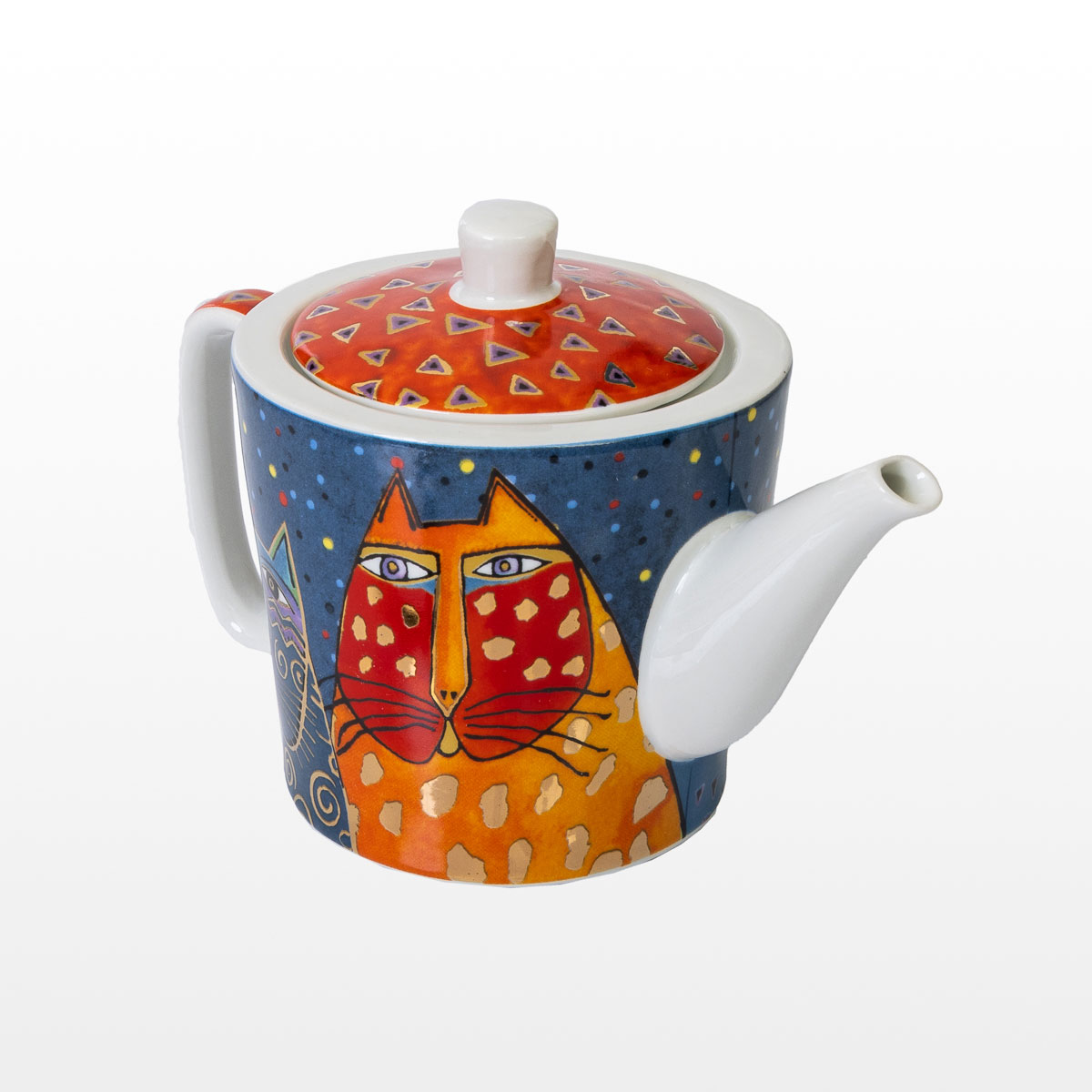 Laurel Burch porcelain teapot : Fantastic felines (detail 3)