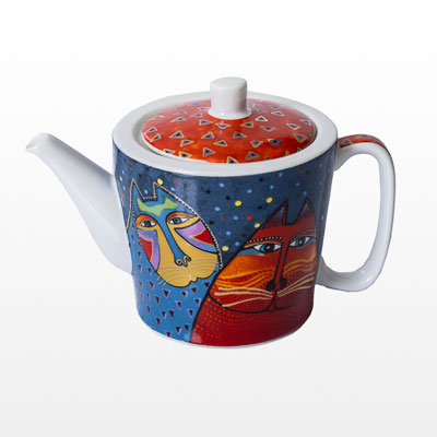 Laurel Burch porcelain teapot : Fantastic felines