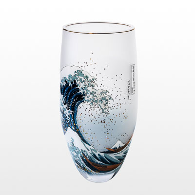Vaso di vetro Hokusai : La grande onda di Kanagawa (30 cm)