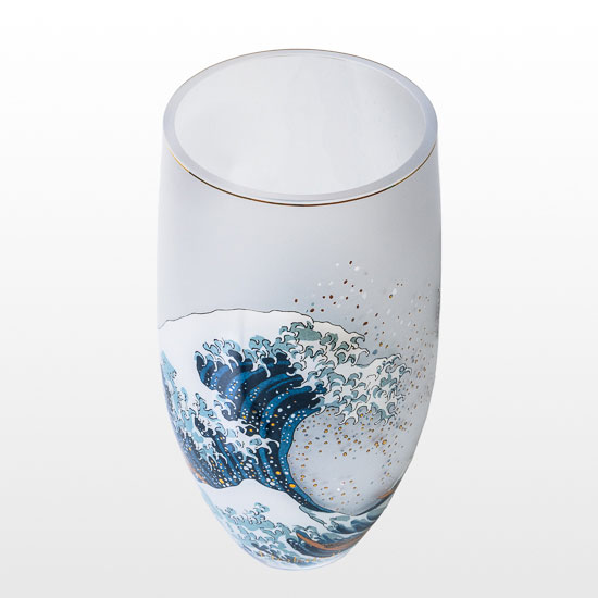 Vase Décoratif Silhouette SDA39 - Estampe La Vague De Hokusai Kanagawa - 22 Cm - Japon