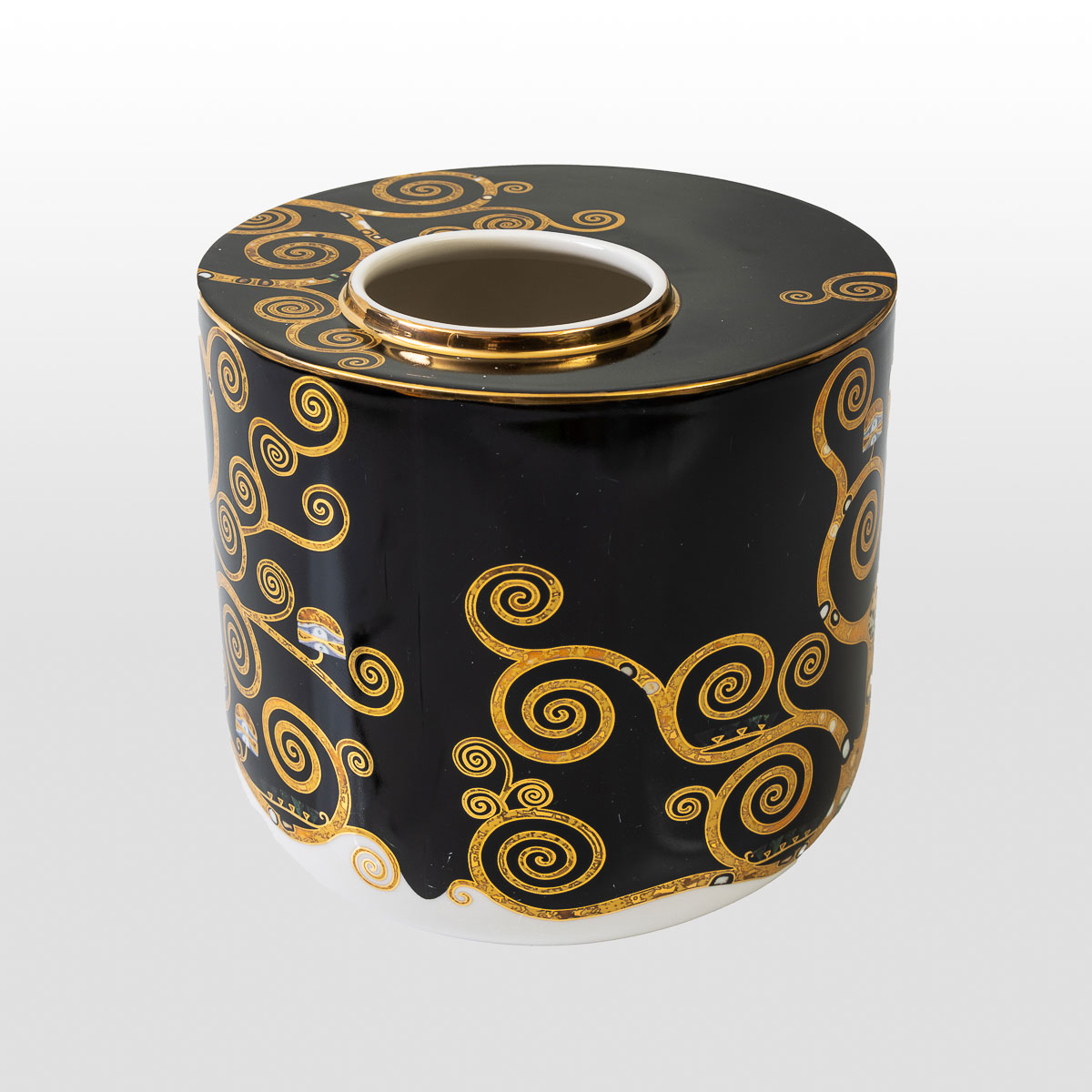 Jarrón Gustav Klimt: El árbol de la vida sobre fondo negro (pequeño modelo), (detalle 2)