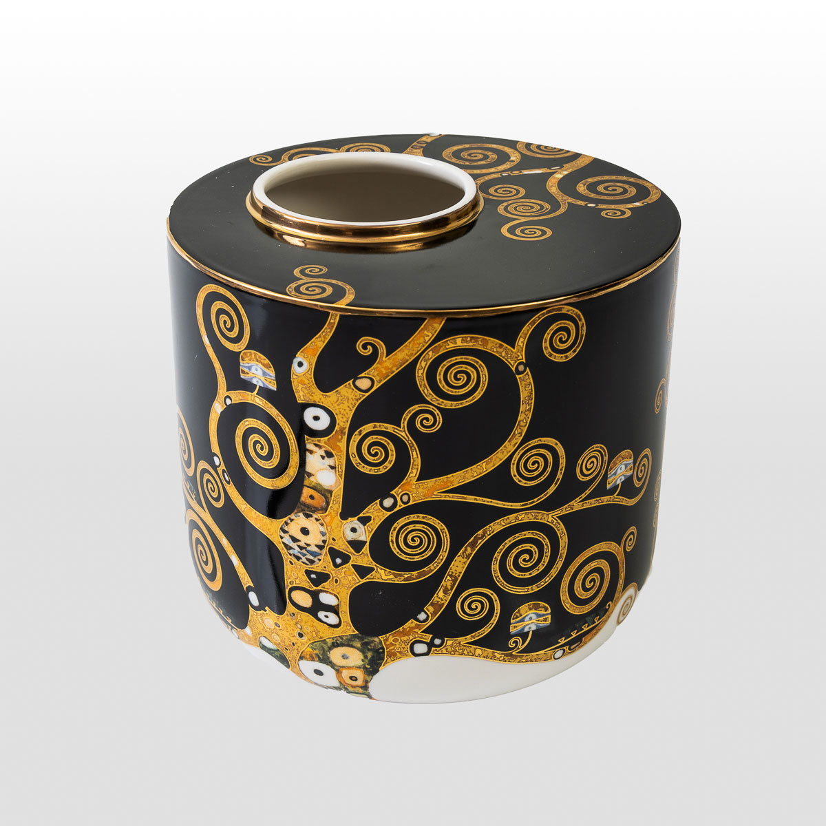 Jarrón Gustav Klimt: El árbol de la vida sobre fondo negro (pequeño modelo), (detalle 3)