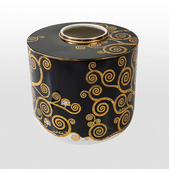 Vase Gustav Klimt : L'arbre de vie sur fond noir (petit modèle Vase Gustav Klimt : L'arbre de vie sur fond noir (petit modèle