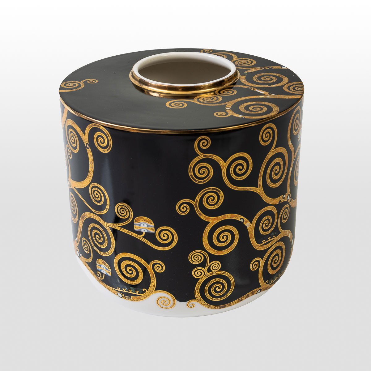 Jarrón Gustav Klimt: El árbol de la vida sobre fondo negro (pequeño modelo), (detalle 4)