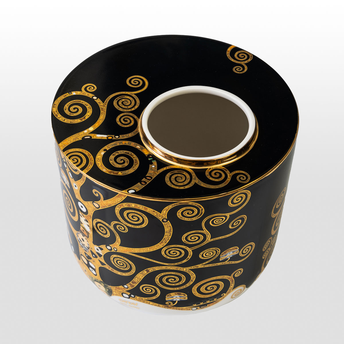 Jarrón Gustav Klimt: El árbol de la vida sobre fondo negro (pequeño modelo), (detalle 5)