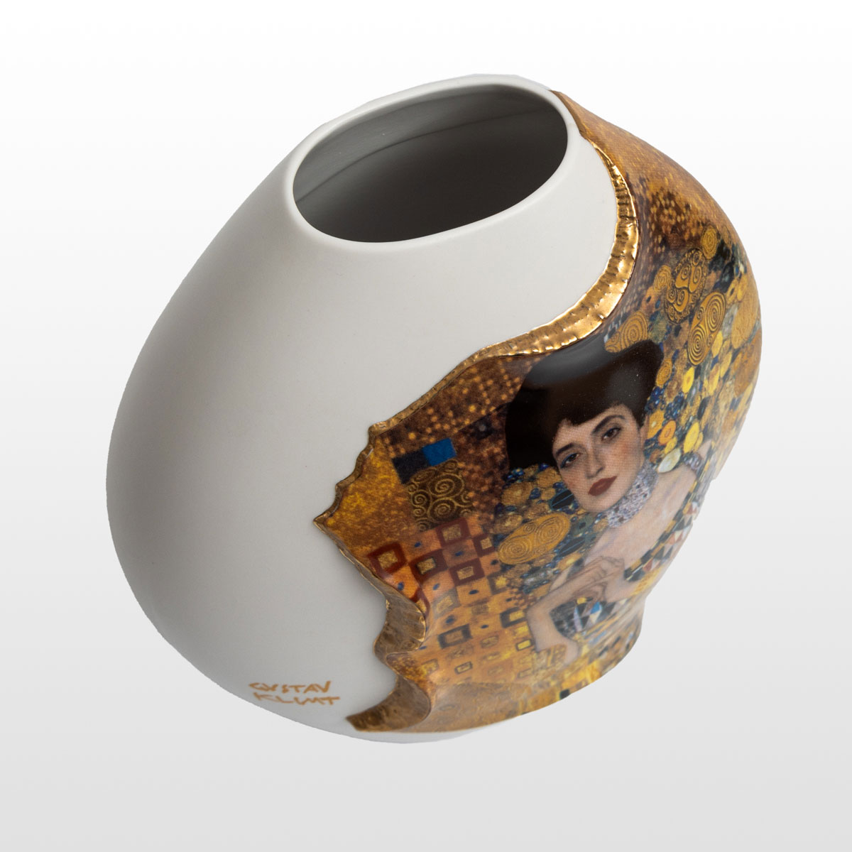 Porcelain Vase Gustav Klimt: Adèle Bloch (white and gold), detail 4