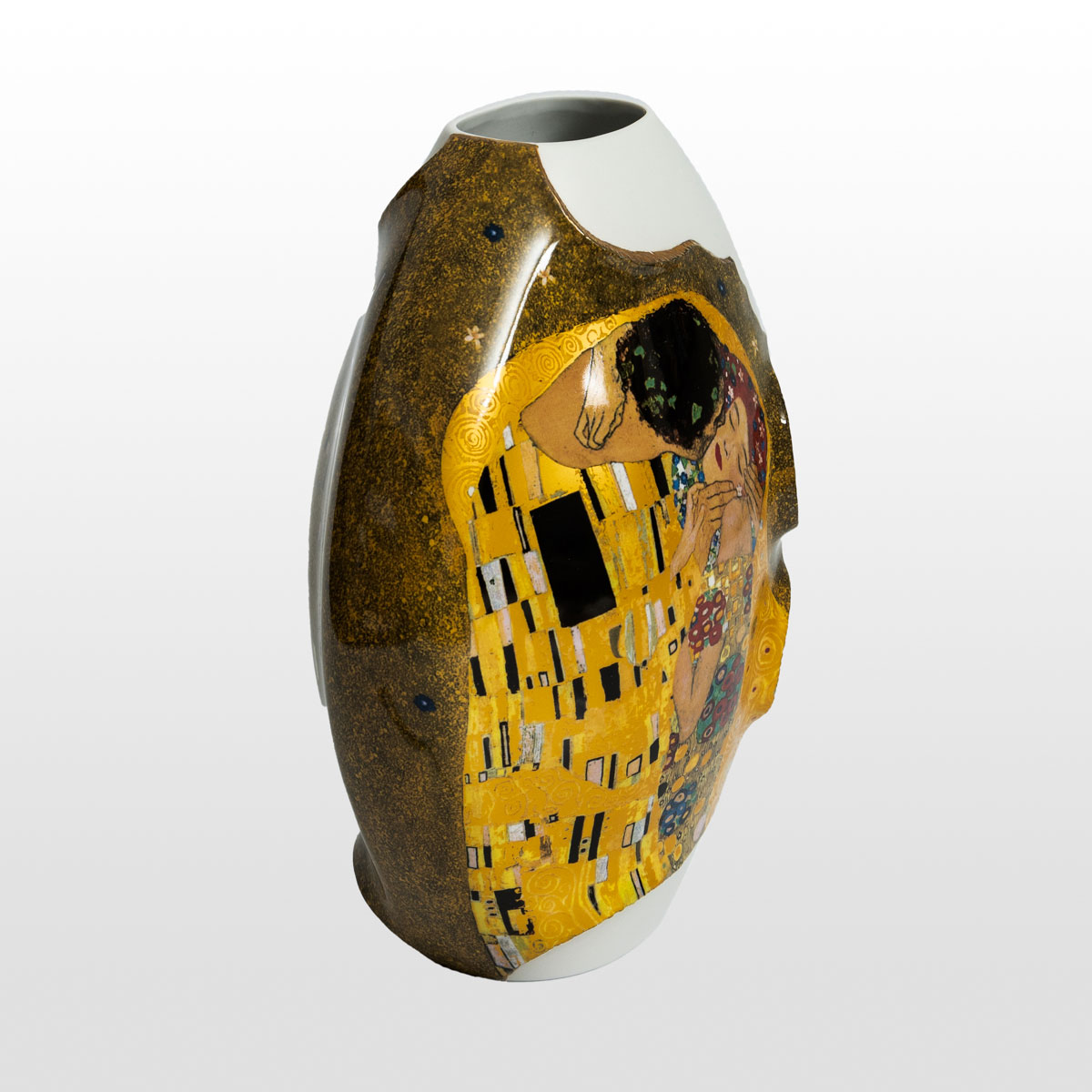 Vaso de porcelana Gustav Klimt: El beso (blanco y oro), detalle 1