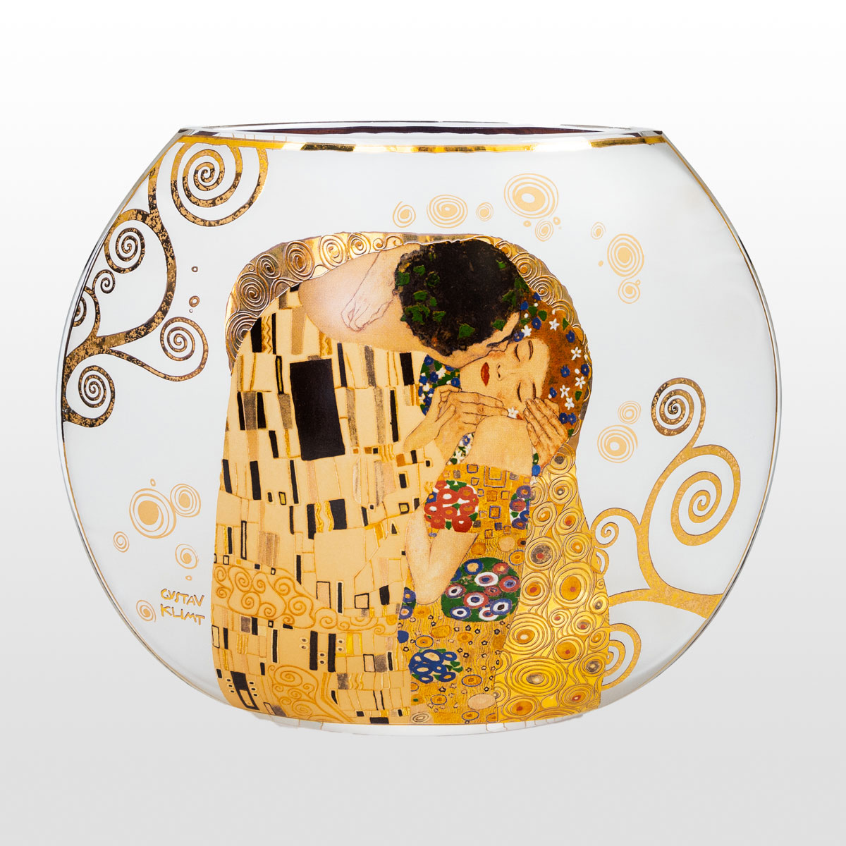 Jarrón de cristal esmerilado Gustav Klimt: El beso (22 cm) (detalle 1)