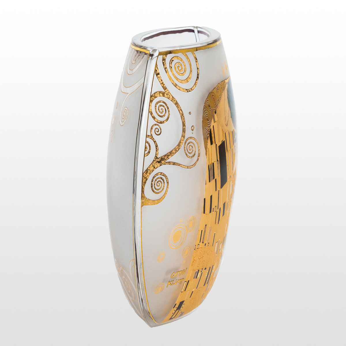 Jarrón de cristal esmerilado Gustav Klimt: El beso (22 cm) (detalle 2)