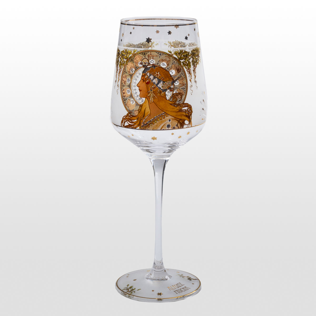 Bicchiere da vino Alfons Mucha: Zodiaco (dettaglio 1)