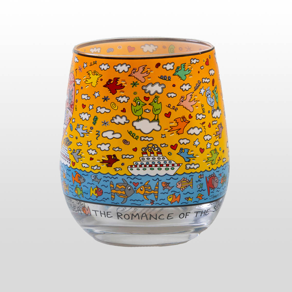 Glass candle holder James Rizzi : Romance of the sea (detail)