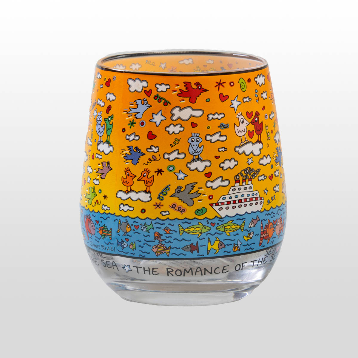 Glass candle holder James Rizzi : Romance of the sea (detail 2)