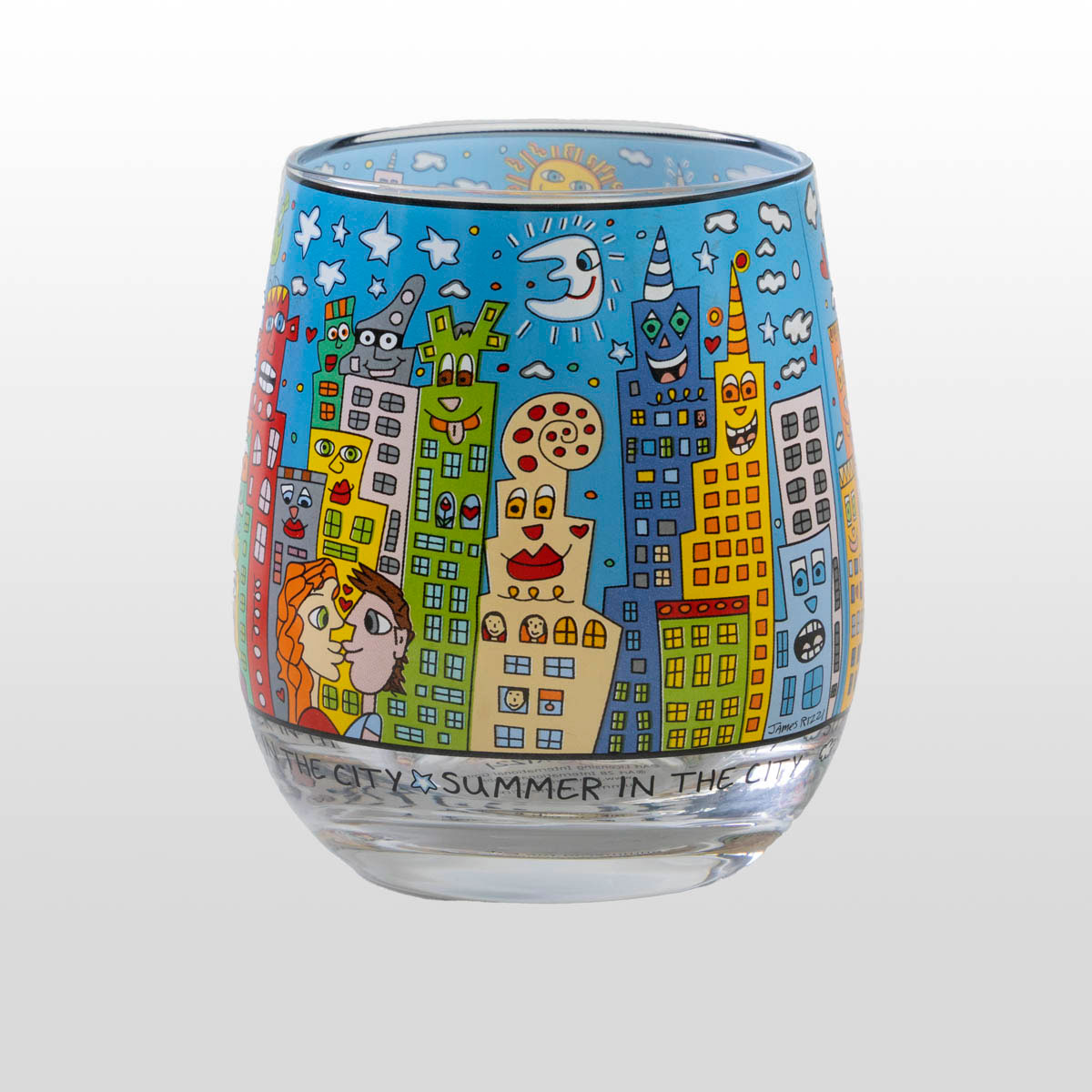 Glass candle holder James Rizzi : Summer in the city (detail)
