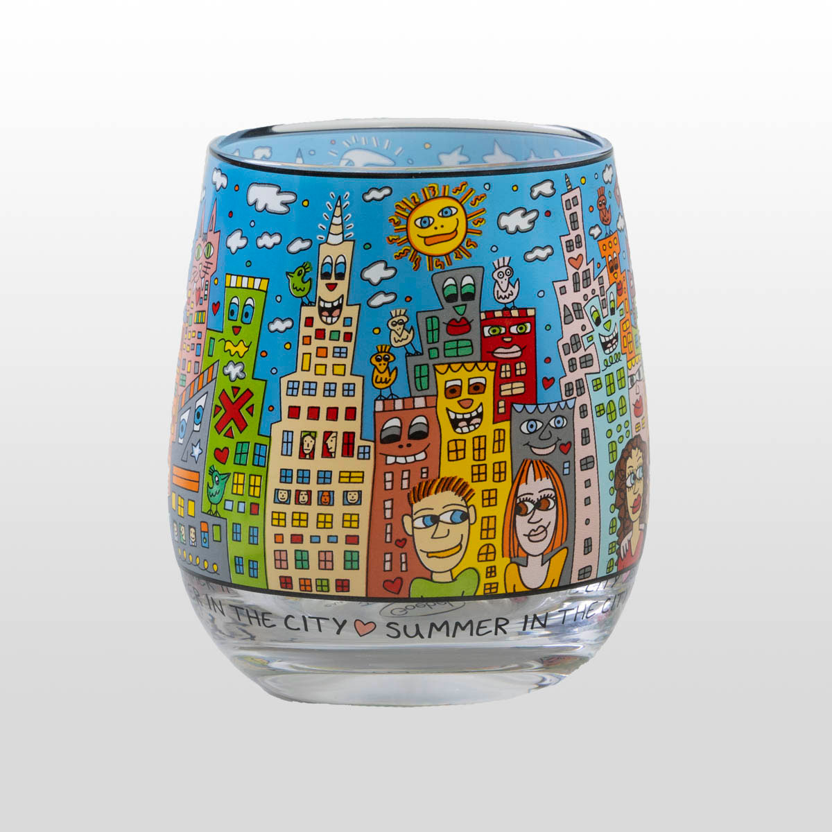 Glass candle holder James Rizzi : Summer in the city (detail 3)