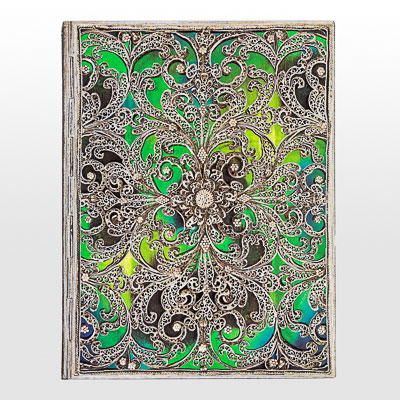 Paperblanks Journal diary - Silver Filigree : Emerald