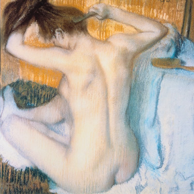 Affiche Edgar Degas - Femme nue assise, se peignant après la toilette