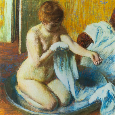 Affiche Edgar Degas - Femme nue, s'essuyant dans le tub après la toilette