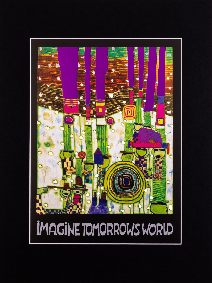 Hundertwasser Art Print - Imagine Tomorrow's World (Green)