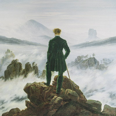 Affiche Friedrich - Voyageur contemplant une mer de nuages
