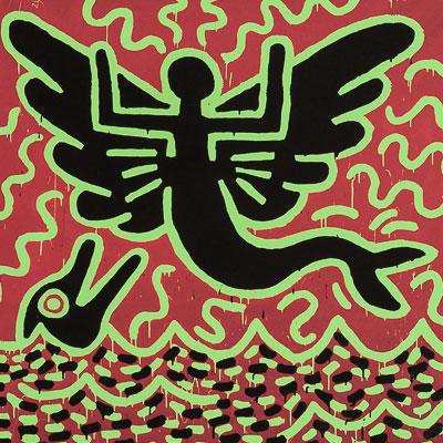 Stampa Keith Haring : Mermaid with dolphin (1982)