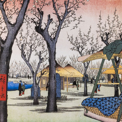 Stampa Hiroshige : Giardino di prugne a Kamata (1857)