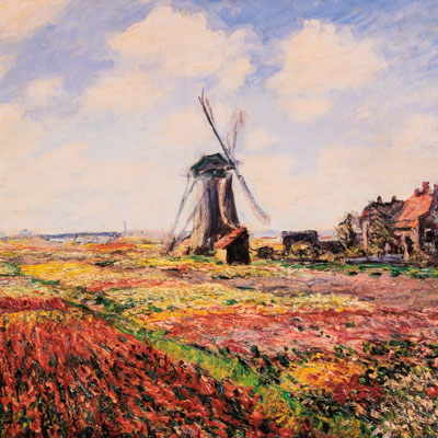 Affiche Claude Monet - Champs de tulipes et moulin à vent (1886)